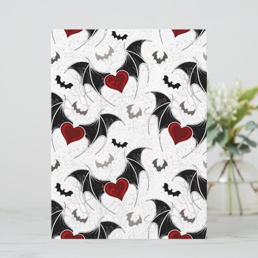Halloween hart met zwarte vleugels programmakaart (Staand voorkant)