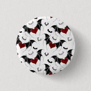 Halloween hart met zwarte vleugels ronde button 3,2 cm