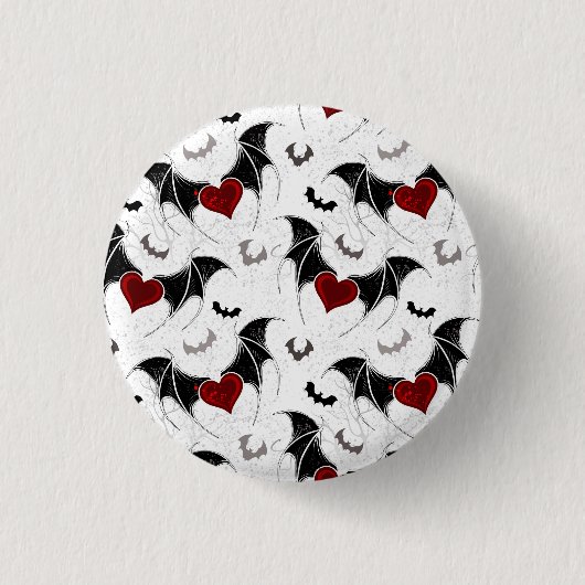 Halloween hart met zwarte vleugels ronde button 3,2 cm (Voorkant)