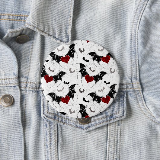 Halloween hart met zwarte vleugels ronde button 4,0 cm (In situ)