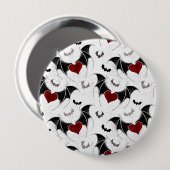 Halloween hart met zwarte vleugels ronde button 4,0 cm (Voorkant /achterkant)