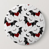 Halloween hart met zwarte vleugels ronde button 4,0 cm (Voorkant)