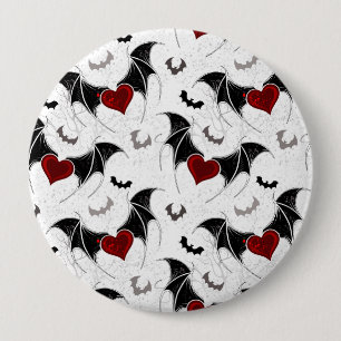 Halloween hart met zwarte vleugels ronde button 4,0 cm