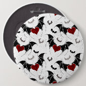 Halloween hart met zwarte vleugels ronde button 6,0 cm (Voorkant /achterkant)