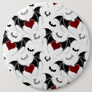 Halloween hart met zwarte vleugels ronde button 6,0 cm