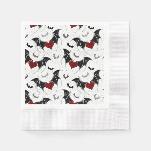 Halloween hart met zwarte vleugels servet (Voorkant)