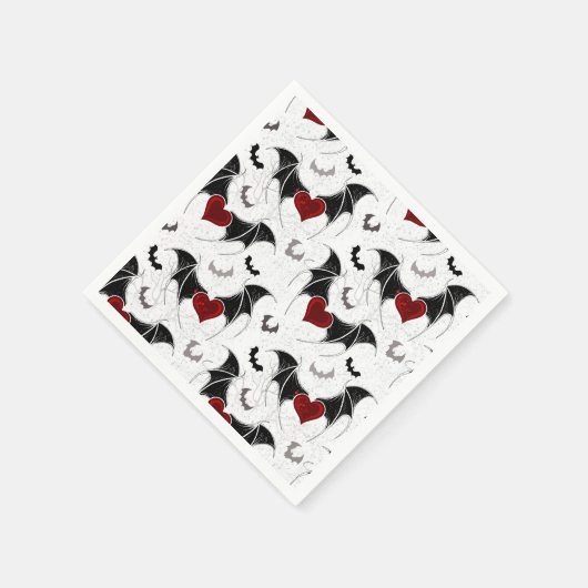 Halloween hart met zwarte vleugels servet (Hoek)