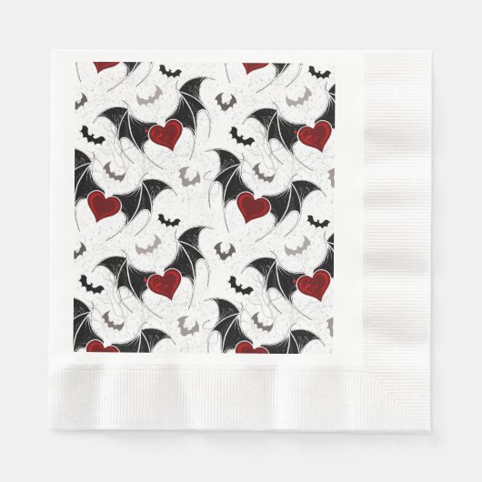 Halloween hart met zwarte vleugels servet (Voorkant)