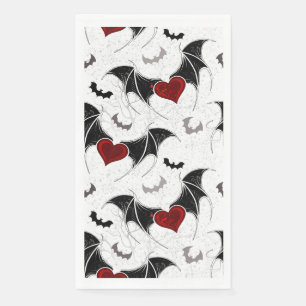 Halloween hart met zwarte vleugels servet