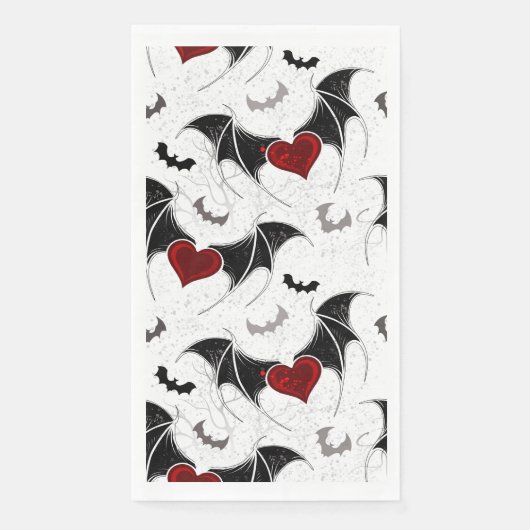 Halloween hart met zwarte vleugels servet (Voorkant)