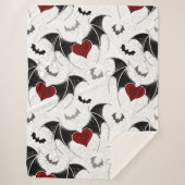Halloween hart met zwarte vleugels sherpa deken (Voorkant)