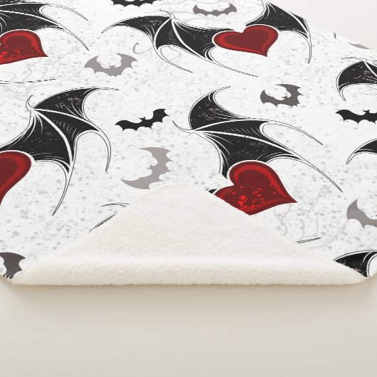 Halloween hart met zwarte vleugels sherpa deken (3/4)