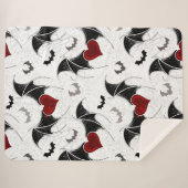 Halloween hart met zwarte vleugels sherpa deken (Voorkant (horizontaal))