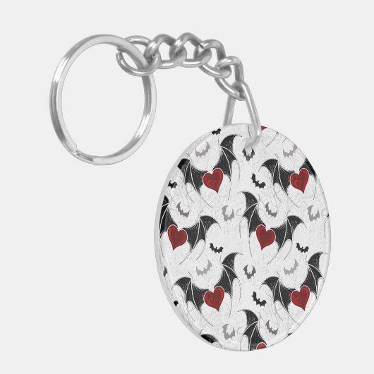 Halloween hart met zwarte vleugels sleutelhanger (Voorkant Links)