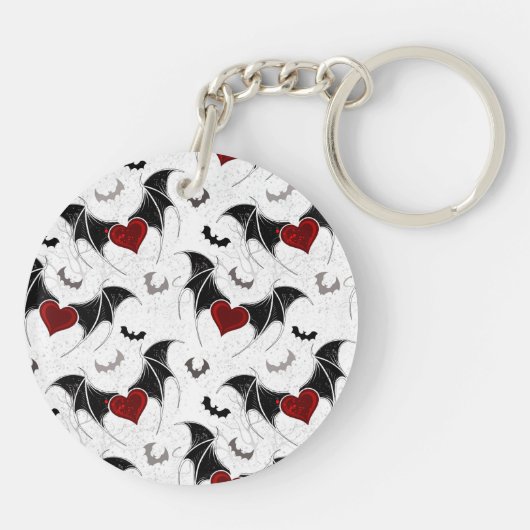 Halloween hart met zwarte vleugels sleutelhanger (Achterkant)