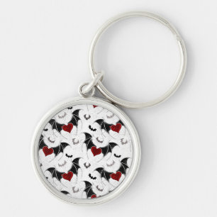 Halloween hart met zwarte vleugels sleutelhanger