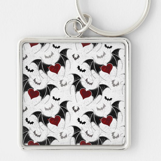 Halloween hart met zwarte vleugels sleutelhanger (Voorkant)