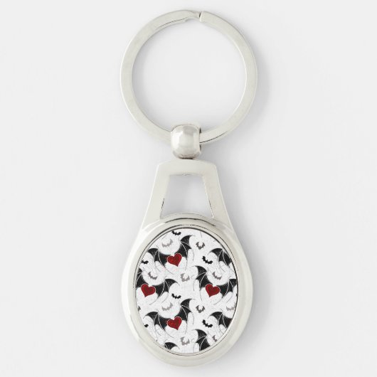 Halloween hart met zwarte vleugels sleutelhanger (Voorkant)