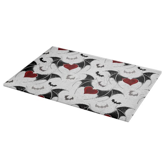 Halloween hart met zwarte vleugels snijplank (Hoek)