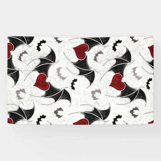 Halloween hart met zwarte vleugels spandoek (Horizontaal)