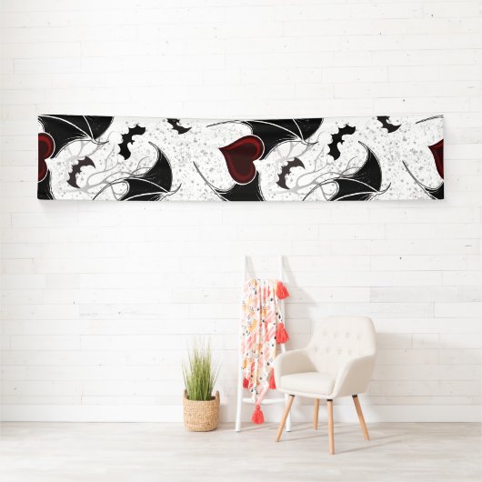 Halloween hart met zwarte vleugels spandoek (Insitu)