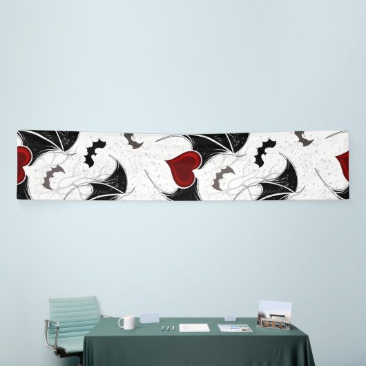 Halloween hart met zwarte vleugels spandoek (Beurs)
