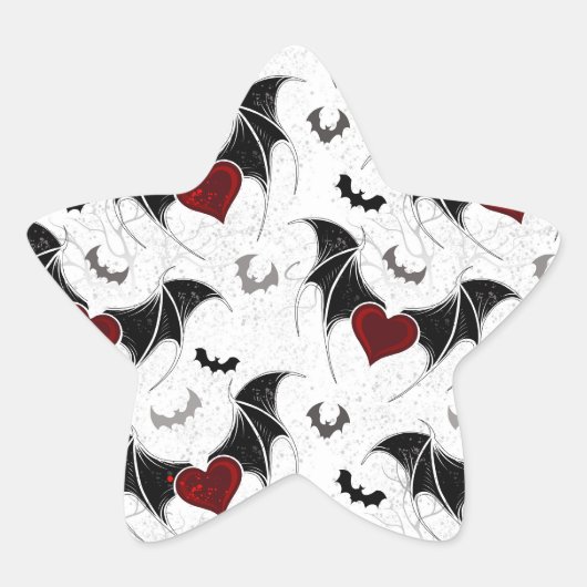 Halloween hart met zwarte vleugels ster sticker (Voorkant)