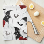Halloween hart met zwarte vleugels theedoek (Quarter Fold)