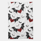 Halloween hart met zwarte vleugels theedoek (Verticaal)