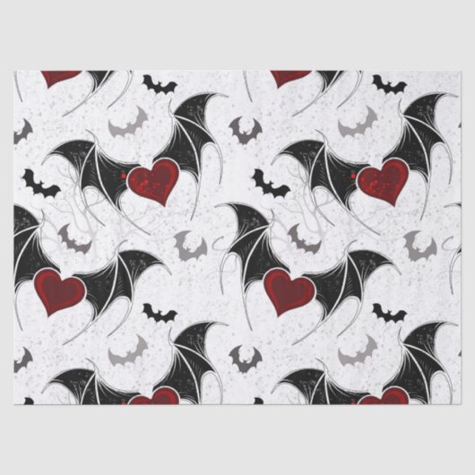 Halloween hart met zwarte vleugels tissuepapier (Voorkant)