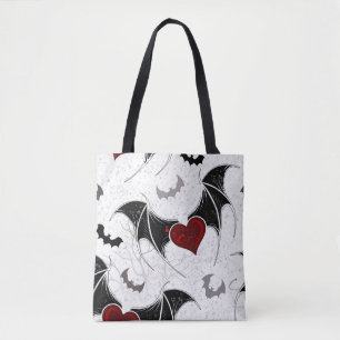 Halloween hart met zwarte vleugels tote bag