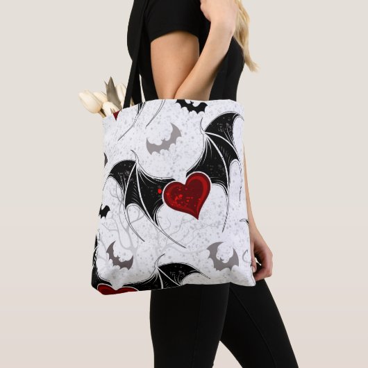 Halloween hart met zwarte vleugels tote bag (Dichtbij)