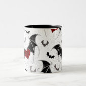 Halloween hart met zwarte vleugels tweekleurige koffiemok (Center)