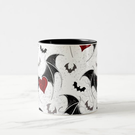 Halloween hart met zwarte vleugels tweekleurige koffiemok (Center)