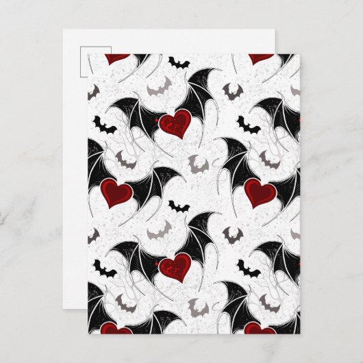 Halloween hart met zwarte vleugels uitnodiging briefkaart (Voorkant / Achterkant)