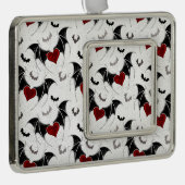 Halloween hart met zwarte vleugels verzilverd omlijst ornament (Rechts)