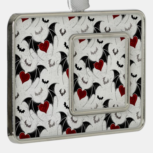 Halloween hart met zwarte vleugels verzilverd omlijst ornament (Rechts)