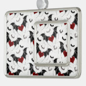 Halloween hart met zwarte vleugels verzilverd omlijst ornament (Links)