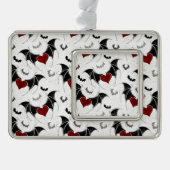 Halloween hart met zwarte vleugels verzilverd omlijst ornament (Voorkant)