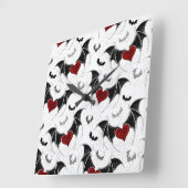 Halloween hart met zwarte vleugels vierkante klok (Hoek)