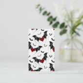 Halloween hart met zwarte vleugels visitekaartje (Staand voorkant)