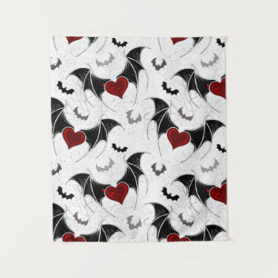 Halloween hart met zwarte vleugels wandkleed