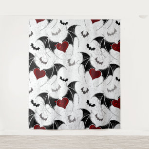 Halloween hart met zwarte vleugels wandkleed
