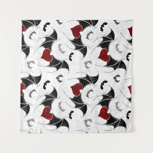 Halloween hart met zwarte vleugels wandkleed (Voorkant (horizontaal))