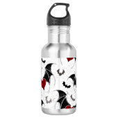 Halloween hart met zwarte vleugels waterfles (Voorkant)