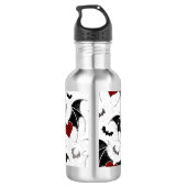 Halloween hart met zwarte vleugels waterfles (Achterkant)