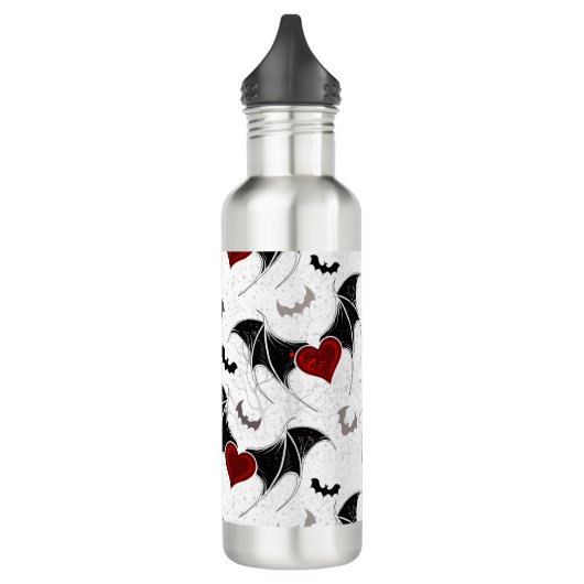 Halloween hart met zwarte vleugels waterfles  (Links)