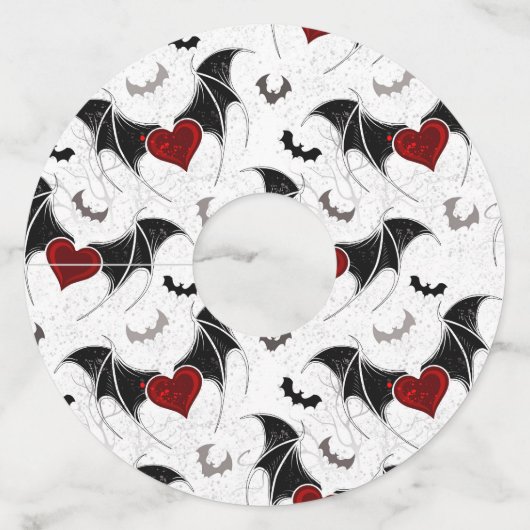 Halloween hart met zwarte vleugels wijnglaslabel (Voorkant)