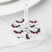 Halloween hart met zwarte vleugels wijnglaslabel (Dichtbij)