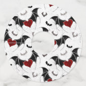 Halloween hart met zwarte vleugels wijnglaslabel (Achterkant)